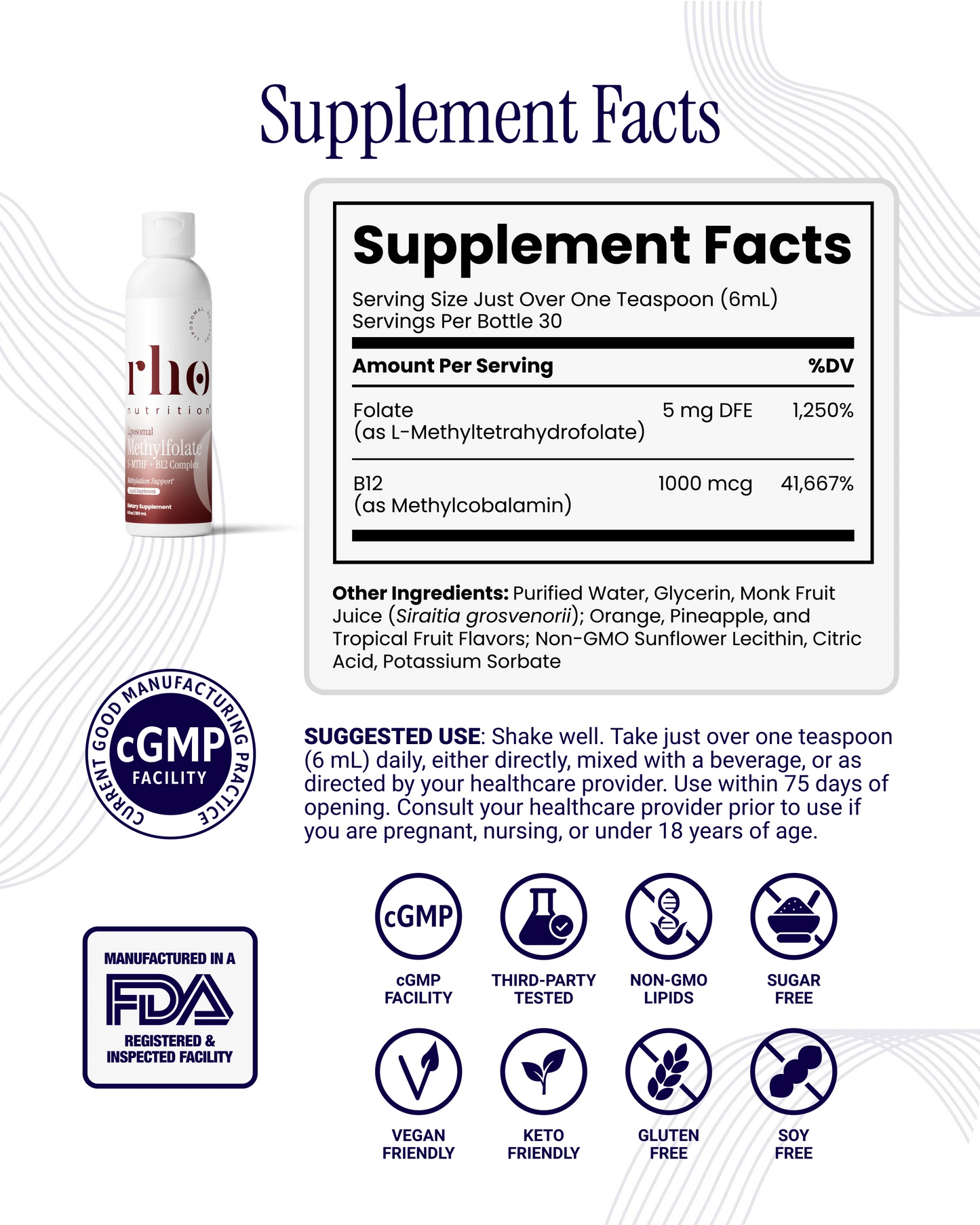 Liposomal Methylfolate 5-MTHF + B12 Complex