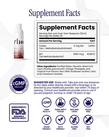 Liposomal Methylfolate 5-MTHF + B12 Complex