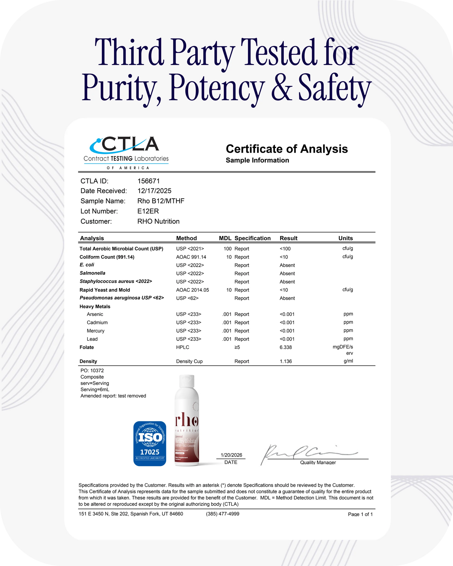 Liposomal Methylfolate 5-MTHF + B12 Complex